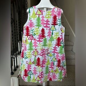 Hanna Kate Girls Size 7 Cream Multicolor Christmas Tree Short Sleeve Dress